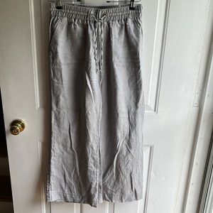100% linen wide leg pants